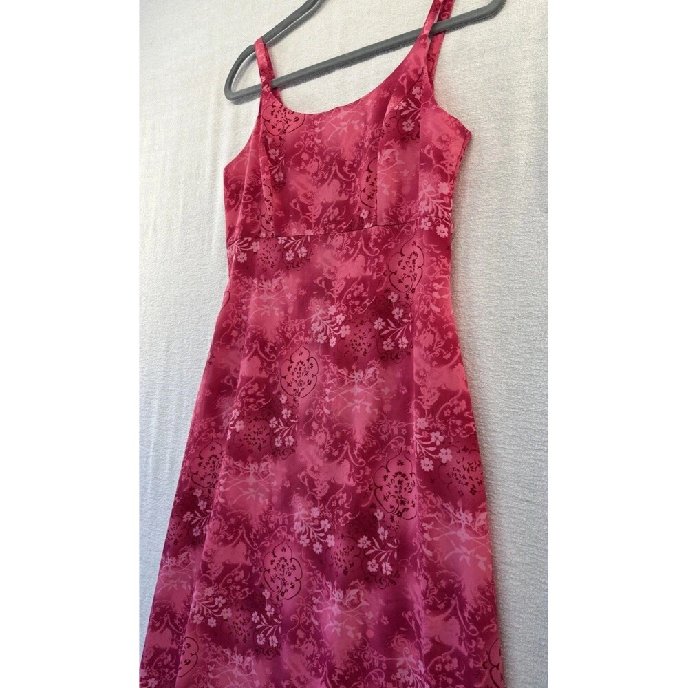 VTG Moda Intl Womens Sz 5 Coral Pink Floral Y2K Spaghetti Strap Maxi Dress